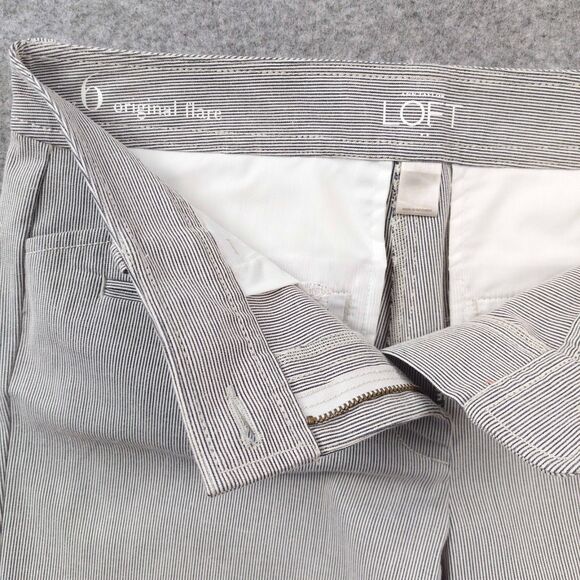 Ann Taylor LOFT Sz 6 Original Flare Pants Gray Pinstripe Cotton Blend Trousers - Picture 3 of 11